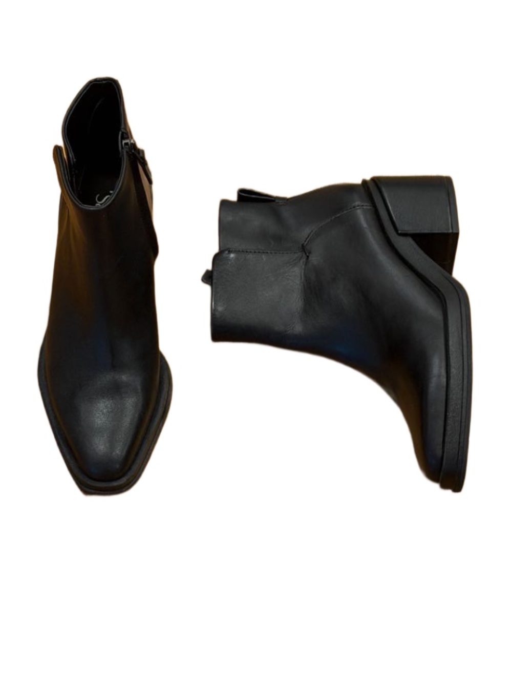 Franco Sarto pristine black leather mid heel ankle boots 7 or 7.5